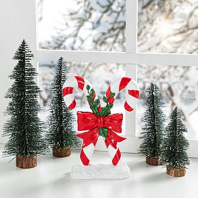 Glitzhome 10"H Candy Cane Table Decor, Christmas Resin Tabletop Decoration