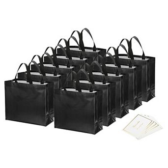 13"x11"x5" Gift Bags with Best Wish Cards, 12 Set Reusable Non-Woven Gift Goodie Bags