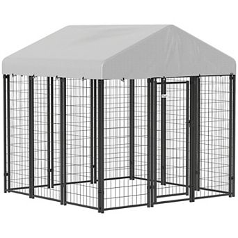 PawHut Outdoor Dog Kennel, Dog Playpen Enclosure with Roof, 5.9ft x 4' x 6'