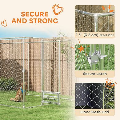 PawHut Large Outdoor Dog Kennel w/ Cover Rotating Bowls 13.1ft x 7.5' x 7.5'