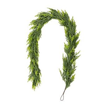 Glitzhome 9FT Christmas Norfolk Pine Garland, Faux Pine Garland, Artificial Greenery Garlands