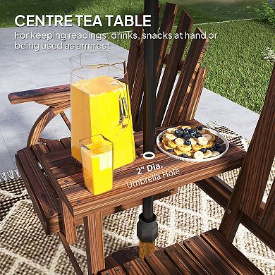 Outsunny Wooden Garden Bench with Table, 2-Seat Outdoor Bench