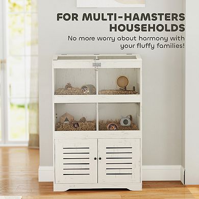 PawHut Large Hamster Cage for Multiple Small Pets with Storage Cabinet
