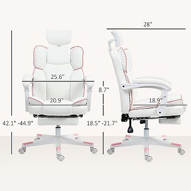 HOMCOM PU Leather Office Chair, Reclining Desk Chair with Headrest