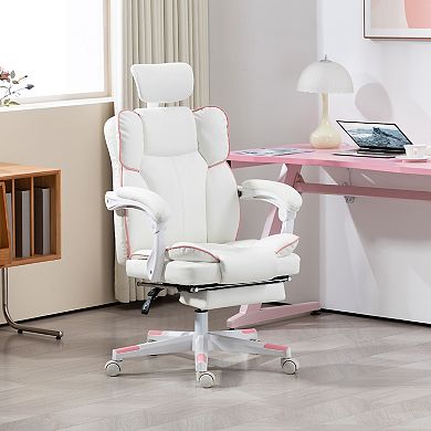 HOMCOM PU Leather Office Chair, Reclining Desk Chair with Headrest