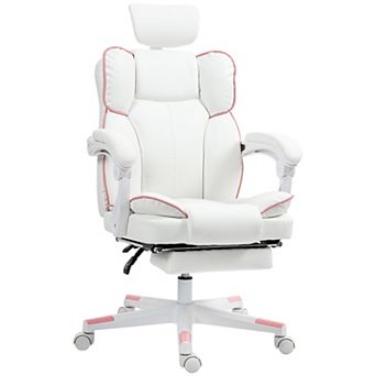 HOMCOM PU Leather Office Chair, Reclining Desk Chair with Headrest