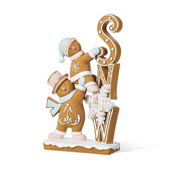 Glitzhome 12.50"H Gingerbread Table Decor, Resin Christmas Tabletop Decor