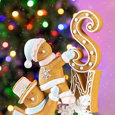 Glitzhome 12.50"H Gingerbread Table Decor, Resin Christmas Tabletop Decor