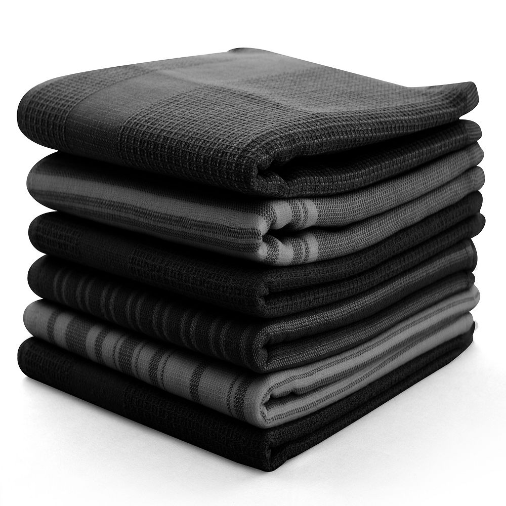 Lux Decor 6 Piece Kitchen Towels Set 16x26 100% Cotton Terry Cloth Ultra Absorbent, Soft, Durable