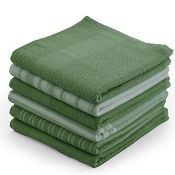 Lux Decor 6 pc Kitchen Towels Set 16x26 100% Cotton Terry Cloth Ultra Absorbent, Soft, Durable