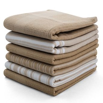 Lux Decor 6 pc Kitchen Towels Set 16x26 100% Cotton Terry Cloth Ultra Absorbent, Soft, Durable