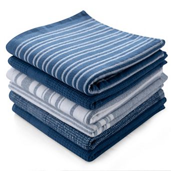 Lux Decor 6 pc Kitchen Towels Set 16x26 100% Cotton Terry Cloth Ultra Absorbent, Soft, Durable