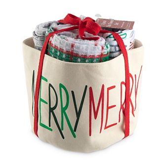 Merry Merry Basket with 3 Tea Towels – Set