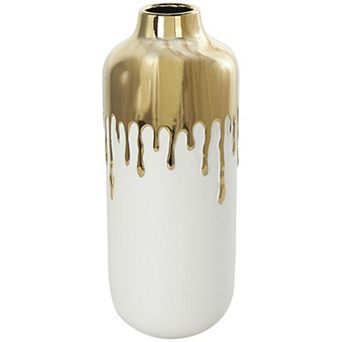 CosmoLiving by Cosmopolitan Ceramic Decorative Vase with Abstract Drip Design