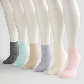 Women's GOLDTOE® 6-Pack Simple Rib Quarter Socks