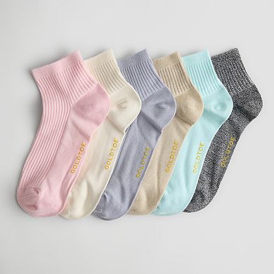 Women's GOLDTOE® 6-Pack Simple Rib Quarter Socks