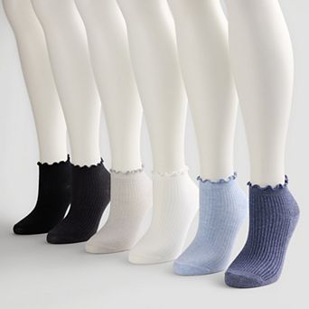 Women's GOLDTOE® 6-Pack Rib Lettuce Edge Quarter Socks