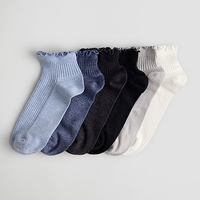 Women's GOLDTOE® 6-Pack Rib Lettuce Edge Quarter Socks