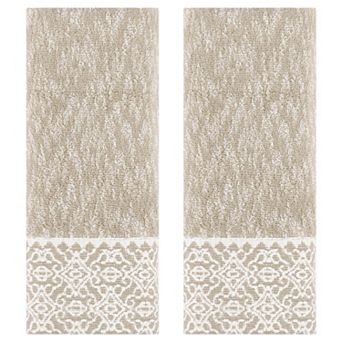 Geometry Pattern Hand Towels Cotton Absorbent Soft Bathroom Hand Towel 2 Pack 13x28 Inch