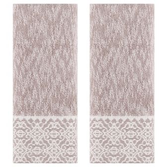Geometry Pattern Hand Towels Cotton Absorbent Soft Bathroom Hand Towel 2 Pack 13x28 Inch
