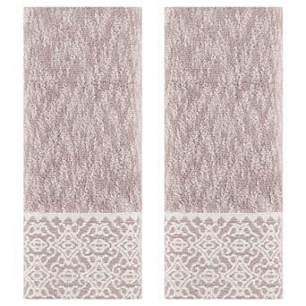Geometry Pattern Hand Towels Cotton Absorbent Soft Bathroom Hand Towel 2 Pack 13x28 Inch