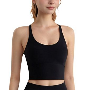 Women's Longline Sports Bra with Scoop Neck and Thin Strap Design for Yoga and Low Impact Workouts