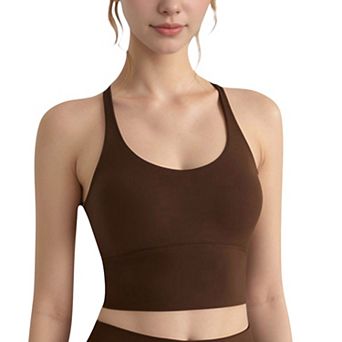 Women's Longline Sports Bra with Scoop Neck and Thin Strap Design for Yoga and Low Impact Workouts