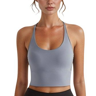Women's Longline Sports Bra with Scoop Neck and Thin Strap Design for Yoga and Low Impact Workouts