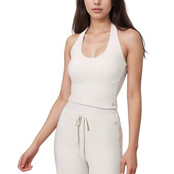 Women's Halter Active Tank Top with Stretch Fit and Built-In Light Support Shelf