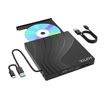 7 in 1 External CD/DVD Drive with Ethernet Adapter for Laptop, PC