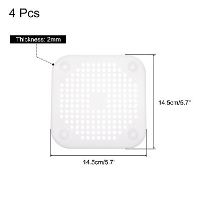 4pcs Shower Drain Hair Catcher 5.7" Dia Square Drain Cover for Shower