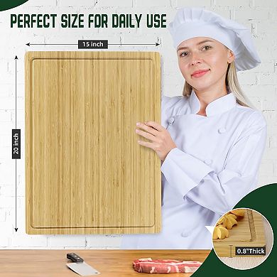 Wood Cutting Board for Kitchen, Wooden Butcher Block for Meat and Vegetables