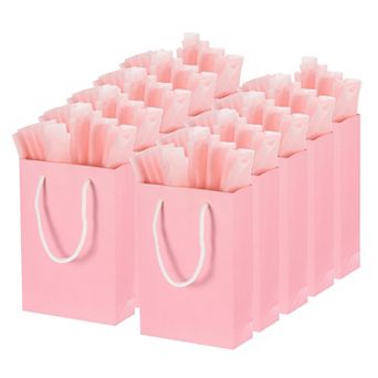 5.9x2.3x8.6" Favor Gift Bags Bulk, 12 Set Medium Size Party Favor Bags Goodie Tote, Pink