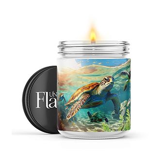 Sea Turtles Watercolor 16-oz Candle Jar - Black Ice