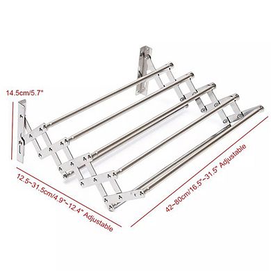 Retractable Wall Mounted Clothes Towel Drying Rack Shelf Hanger