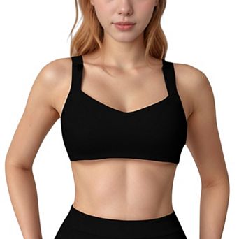 Women's High Neck Sports Bra with Cutout Back Detail and Wide Underband for Medium Support