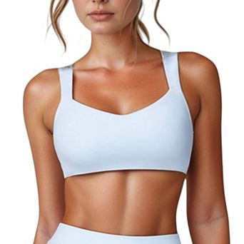 Women's High Neck Sports Bra with Cutout Back Detail and Wide Underband for Medium Support