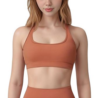 Women's High Neck Sports Bra with Minimalist T-Back Strap Design and Smooth Stretch Compression Fit