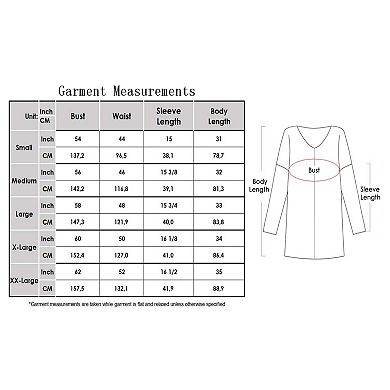 Women's Oversized V-Neck Fleece Tunic Sweater Long Sleeve Cozy Top