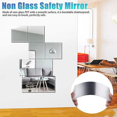 Self Adhesive Mirror Reflective Wall Sticker Film 12 Pcs