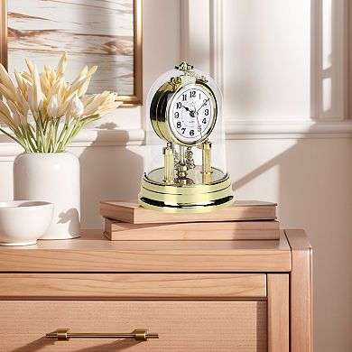 Vintage Desk Clock, Silent Retro Luxurious Clocks, Battery Operated for Bedroom, 6.8x4.3x4.3 inch