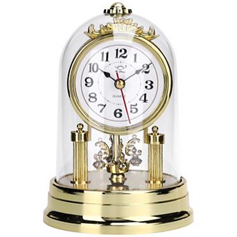 Vintage Desk Clock, Silent Retro Luxurious Clocks, Battery Operated for Bedroom, 6.8x4.3x4.3 inch