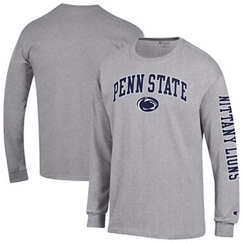 Men's Champion Heather Gray Penn State Nittany Lions Arch Over Logo 2-Hit Long Sleeve T-Shirt