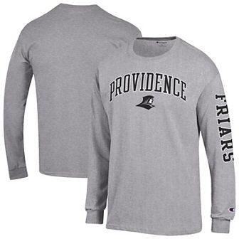 Men's Champion Heather Gray Providence Friars Arch Over Logo 2-Hit Long Sleeve T-Shirt