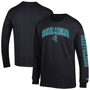 Men's Champion Black Coastal Carolina Chanticleers Arch Over Logo 2-Hit Long Sleeve T-Shirt