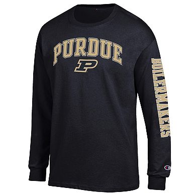 Men's Champion Black Purdue Boilermakers Arch Over Logo 2-Hit Long Sleeve T-Shirt