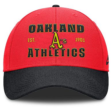Men's Nike Crimson/Black Oakland Athletics Cooperstown Collection Neon 90s Rise Adjustable Hat