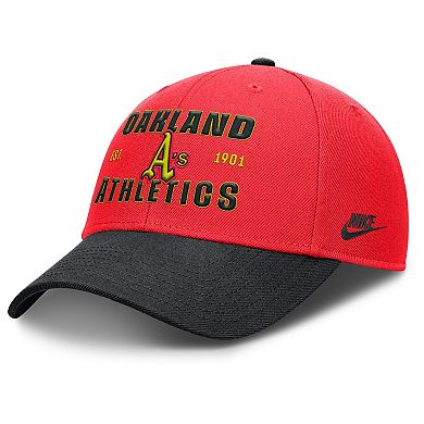 Men's Nike Crimson/Black Oakland Athletics Cooperstown Collection Neon 90s Rise Adjustable Hat