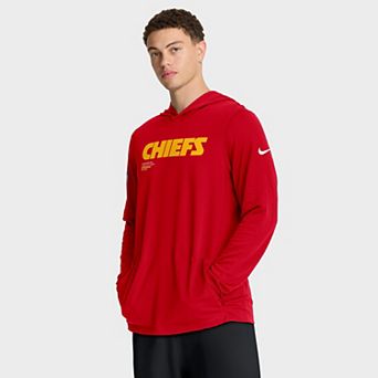 Men's Nike Red Kansas City Chiefs Big & Tall Sideline Performance Long Sleeve Hoodie T-Shirt