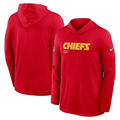 Men's Nike Red Kansas City Chiefs Big & Tall Sideline Performance Long Sleeve Hoodie T-Shirt